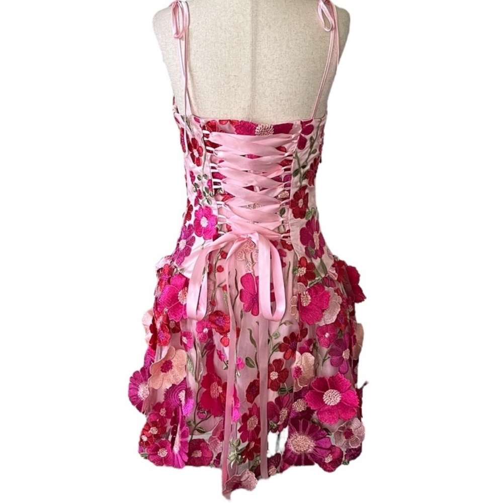 SUGAR THRILLZ 3D appliqué Pink Floral Mini Corset Dress - Picture 5 of 5